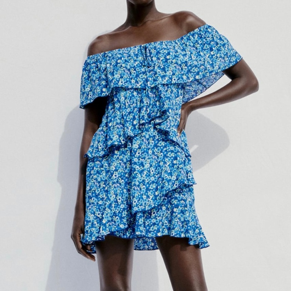NWT Zara Ruffled Print Jumpsuit